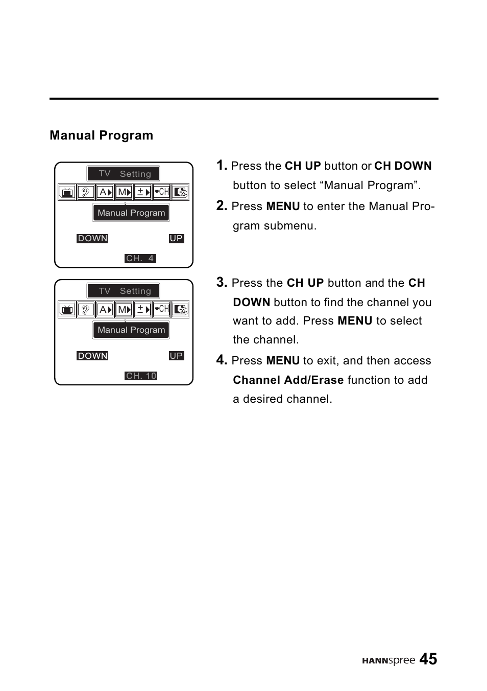 Manual program | HANNspree 9.6" Liquid Crystal Display LT01-10A1 User Manual | Page 46 / 59