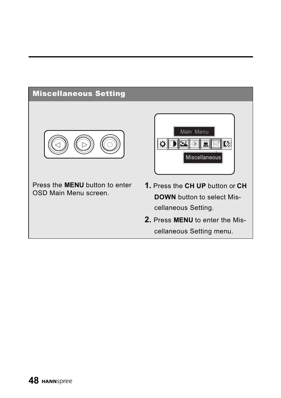 Miscellaneous setting | HANNspree 9.6" Liquid Crystal Display LT01-10A1 User Manual | Page 49 / 59