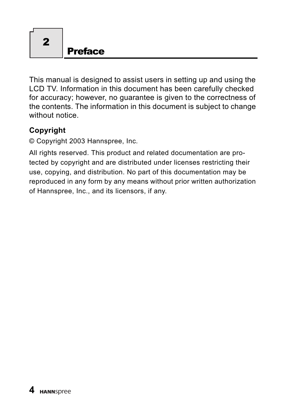 Preface | HANNspree 9.6" Liquid Crystal Display LT01-10A1 User Manual | Page 5 / 59