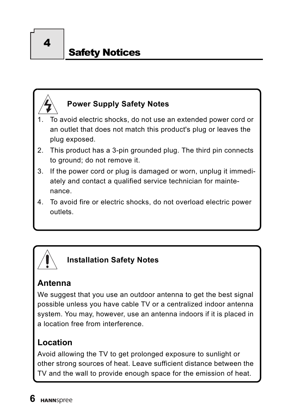 Safety notices | HANNspree 9.6" Liquid Crystal Display LT01-10A1 User Manual | Page 7 / 59