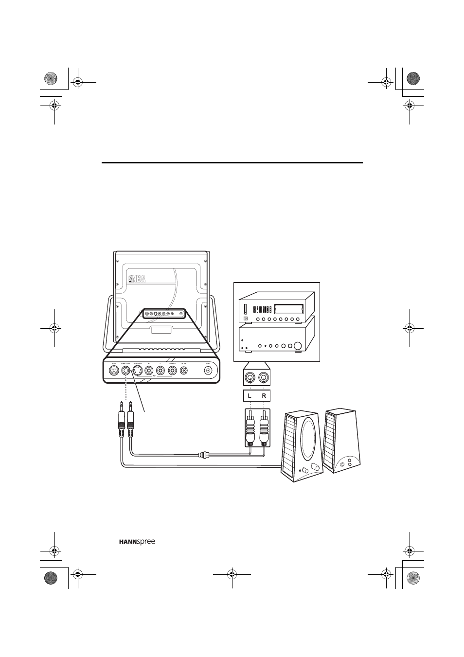 Connecting an amplifier or speakers | HANNspree MAC-001082 ST31-15A1 User Manual | Page 28 / 59