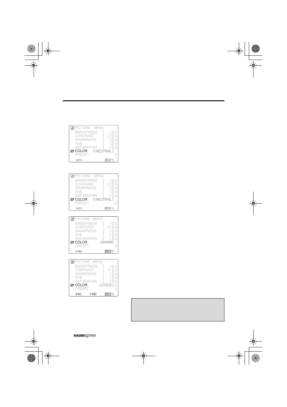Color, Neutral color, Warm color | Cold color | HANNspree MAC-001082 ST31-15A1 User Manual | Page 40 / 59