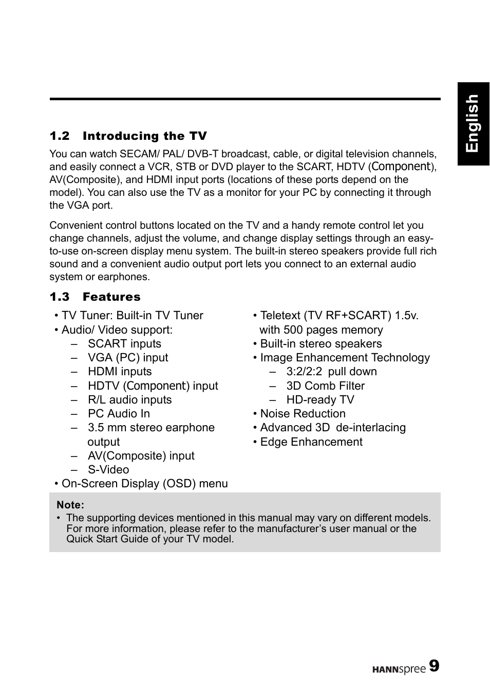 9english | HANNspree 1506-0B86000 User Manual | Page 10 / 41