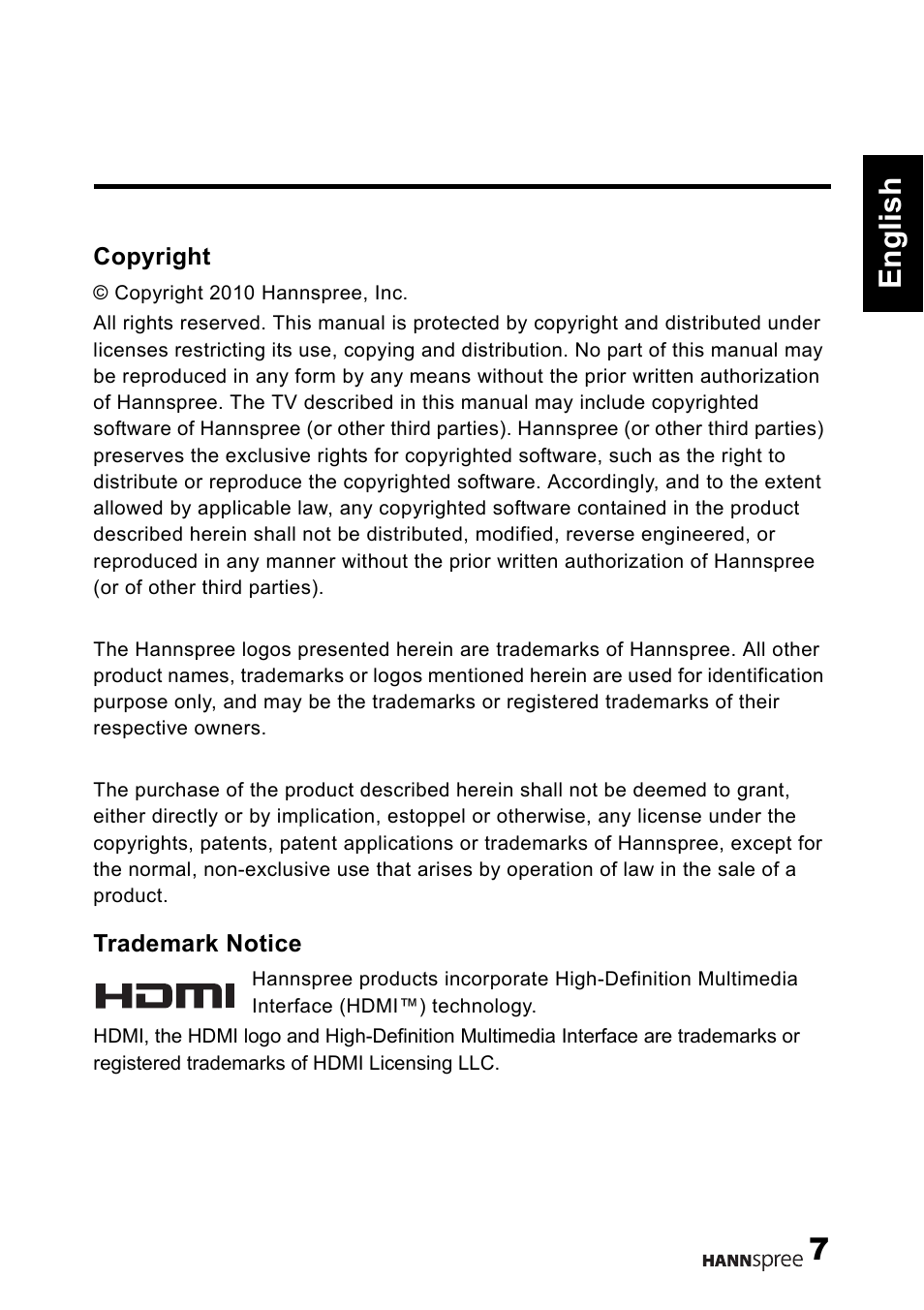7english | HANNspree 1506-0B86000 User Manual | Page 8 / 41