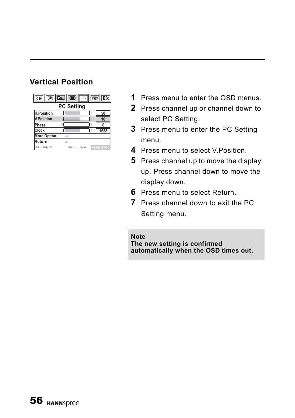 Vertical position | HANNspree 15" Liquid Crystal Display Television User Manual | Page 57 / 85