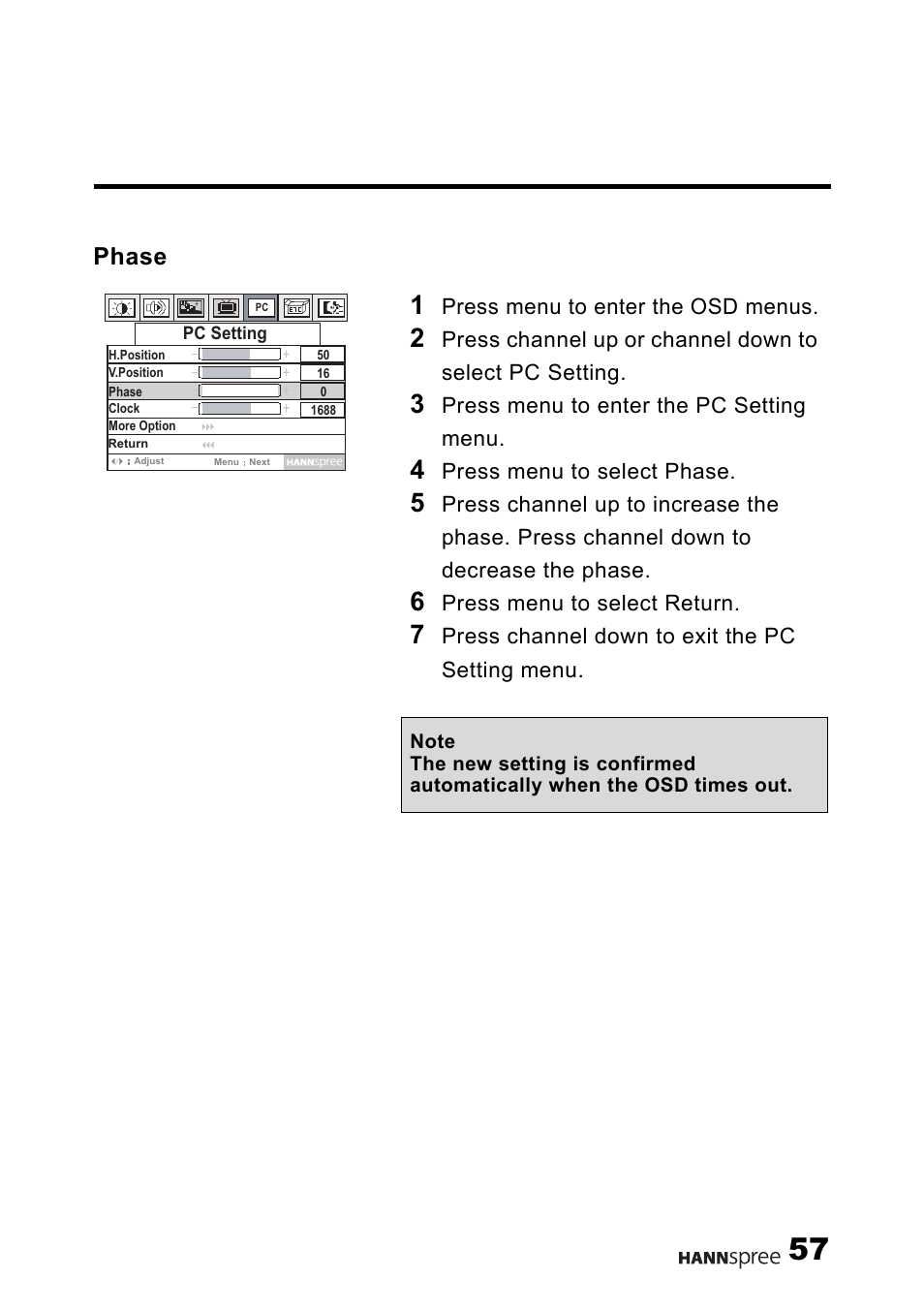 Phase | HANNspree 15" Liquid Crystal Display Television User Manual | Page 58 / 85