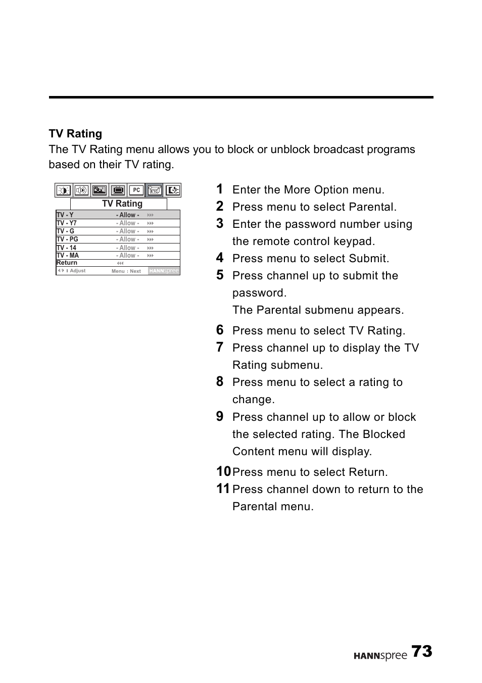 HANNspree 15" Liquid Crystal Display Television User Manual | Page 74 / 85