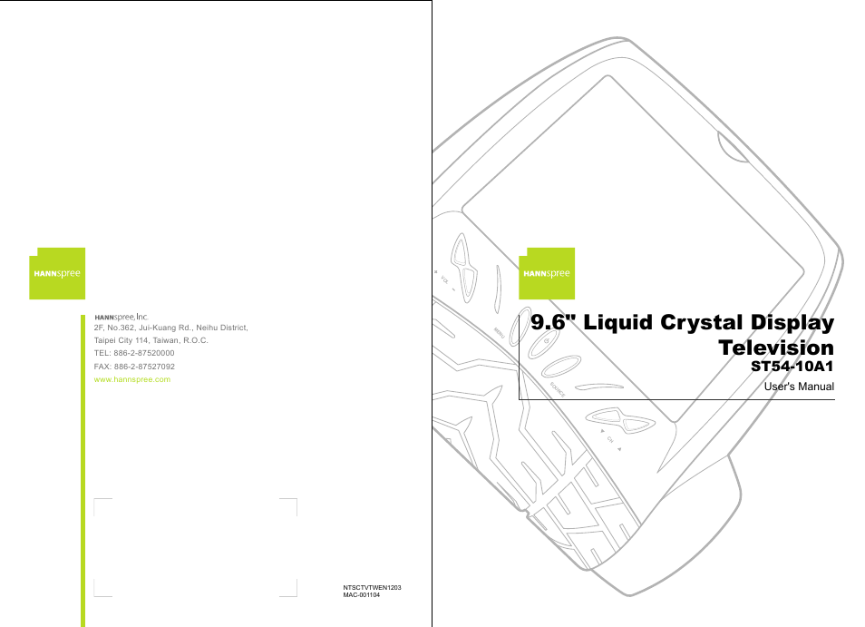 HANNspree 9.6" LIQUID CRYSTAL ST54-10A1 User Manual | 56 pages