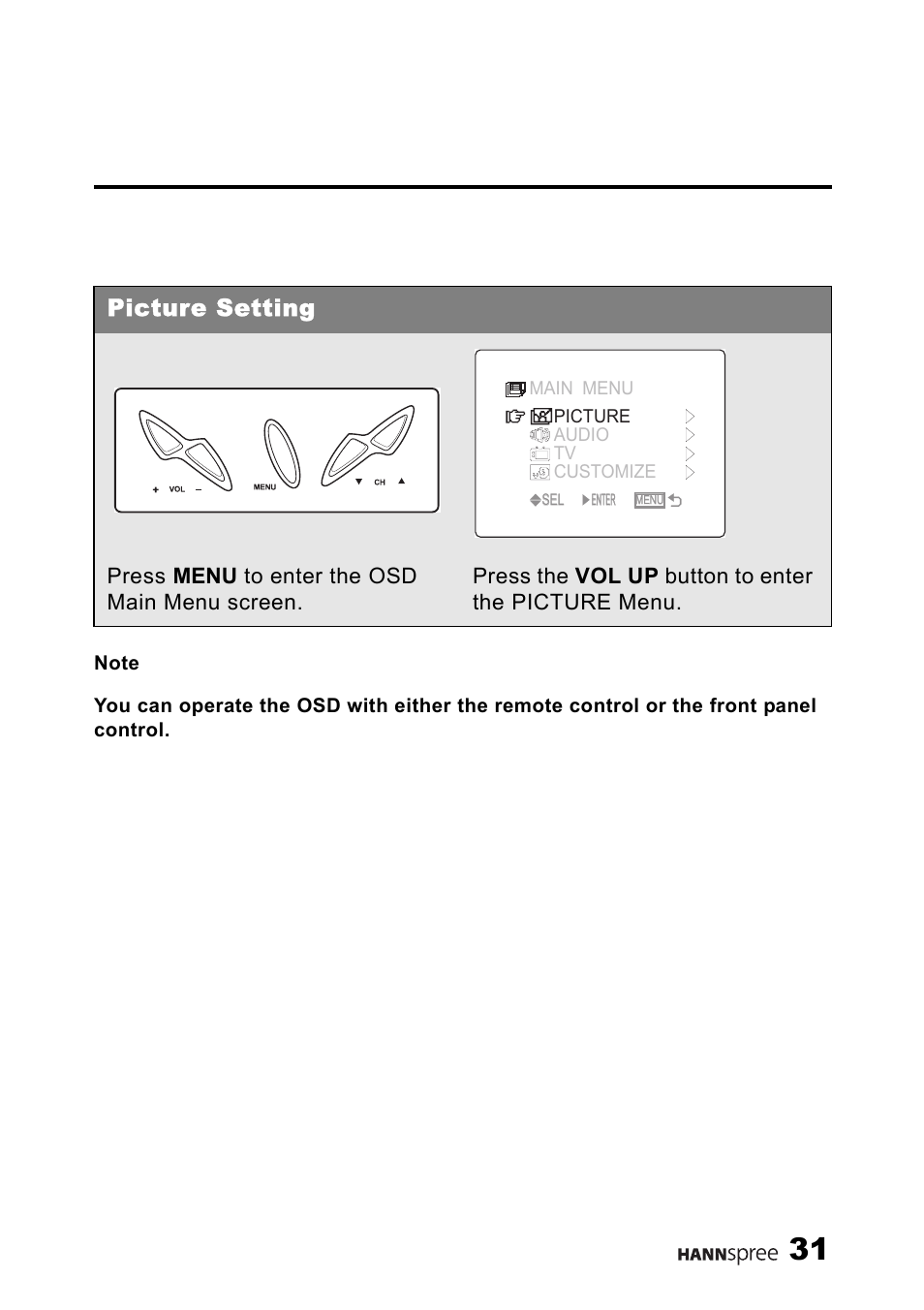 Picture setting | HANNspree 9.6" LIQUID CRYSTAL ST54-10A1 User Manual | Page 32 / 56