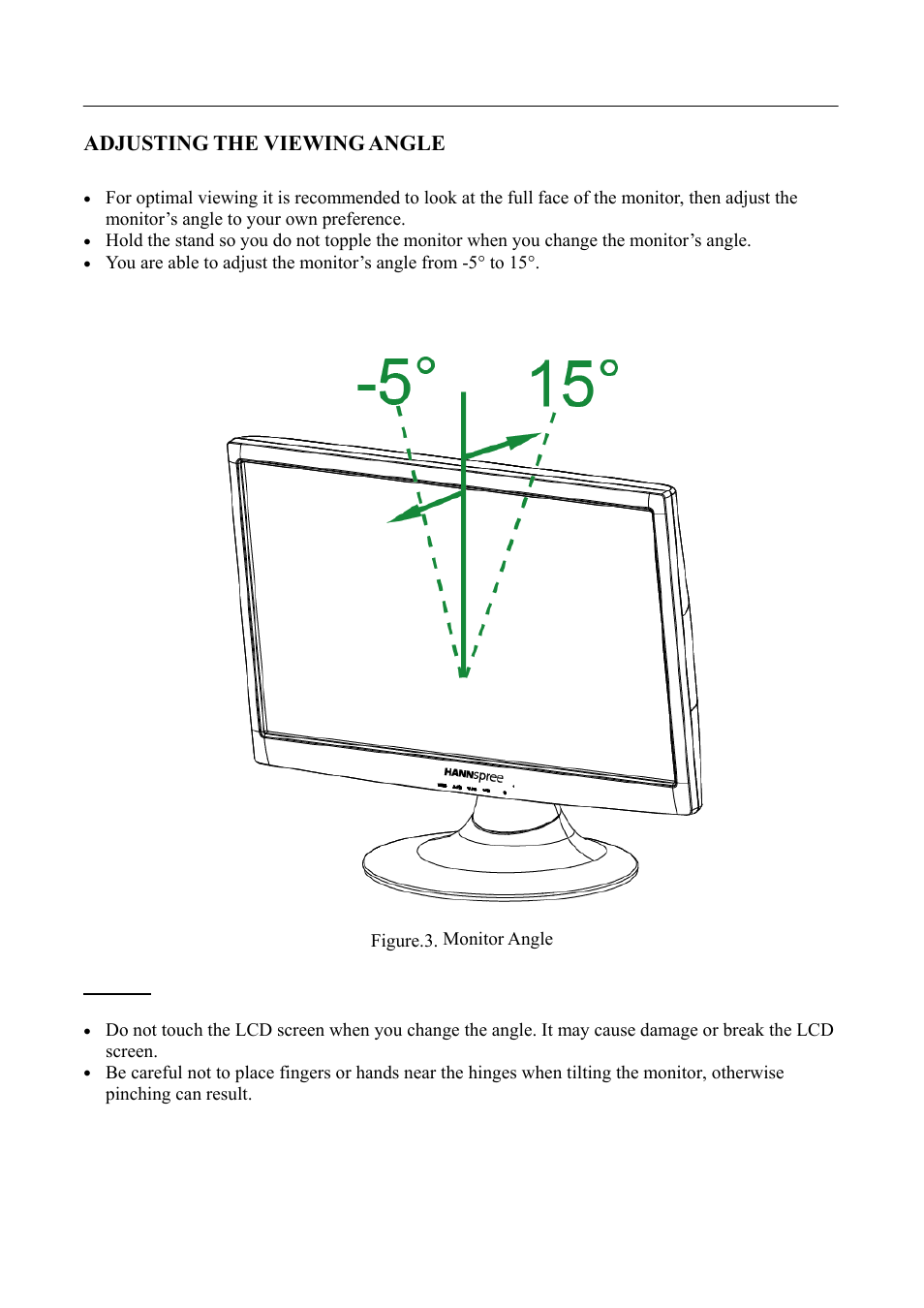 Adjusting the viewing angle | HANNspree HF235 User Manual | Page 11 / 23
