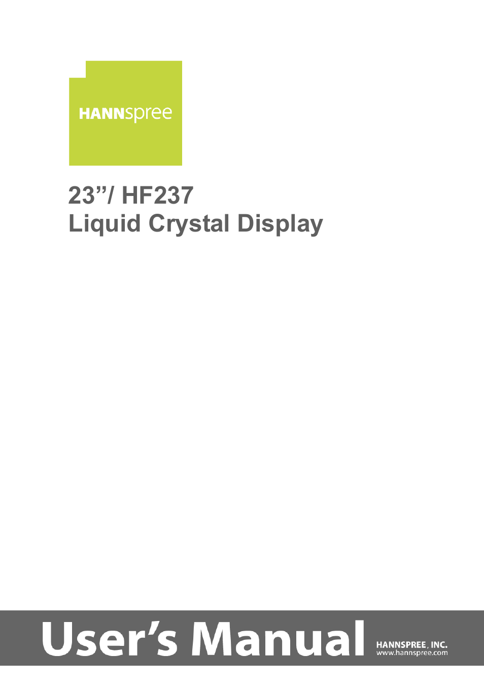 HANNspree LIQUID CRYSTAL DISPLAY HF237 User Manual | 23 pages