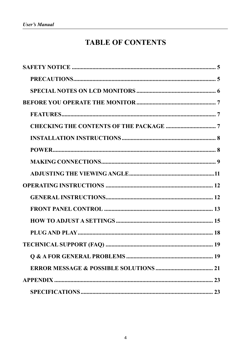 HANNspree LIQUID CRYSTAL DISPLAY HF237 User Manual | Page 4 / 23