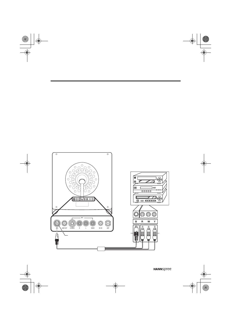 Connecting to av devices, Connecting to a vcr, vcd or dvd player | HANNspree ST43-15A1 User Manual | Page 24 / 58