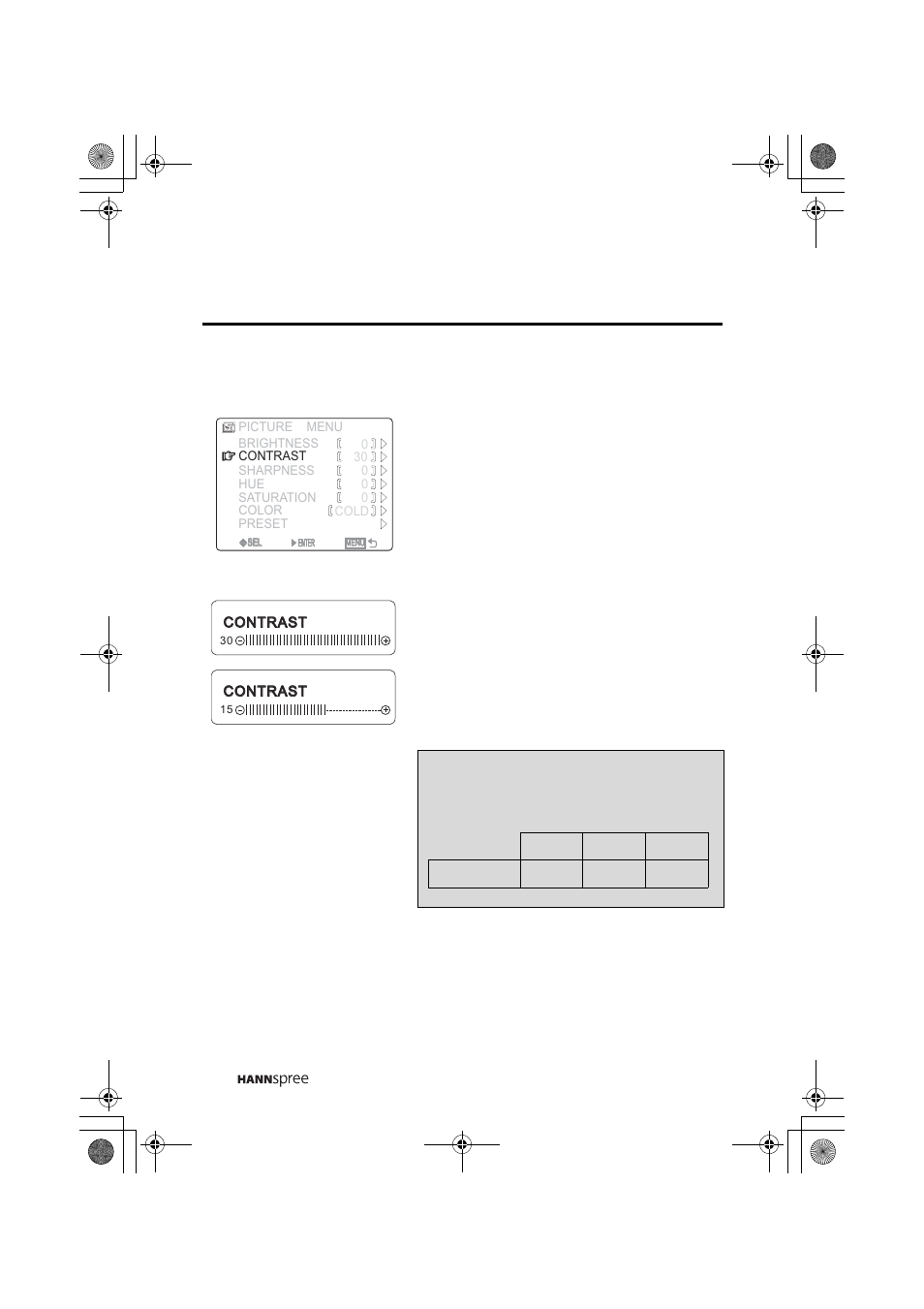 Contrast | HANNspree ST43-15A1 User Manual | Page 35 / 58