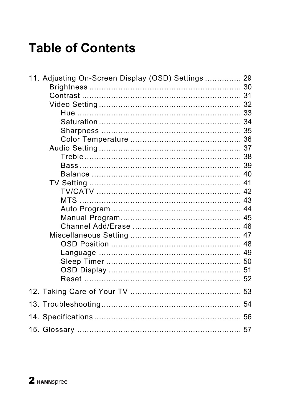 HANNspree 9.6" LIQUID CRYSTAL DISPLAY TELEVISION K209-10A1 User Manual | Page 3 / 59