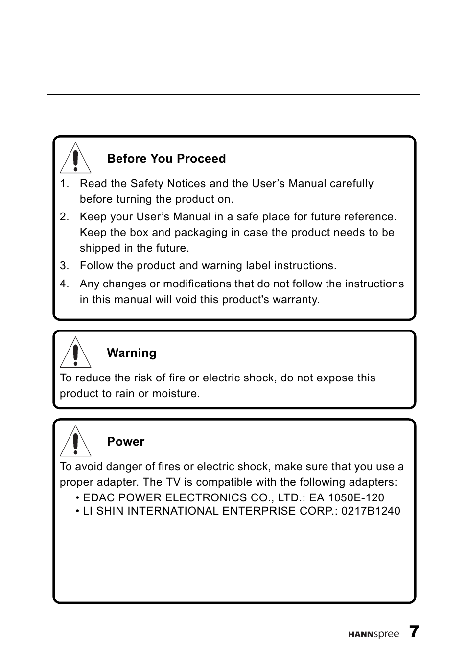 HANNspree 9.6" LIQUID CRYSTAL DISPLAY TELEVISION K209-10A1 User Manual | Page 8 / 59
