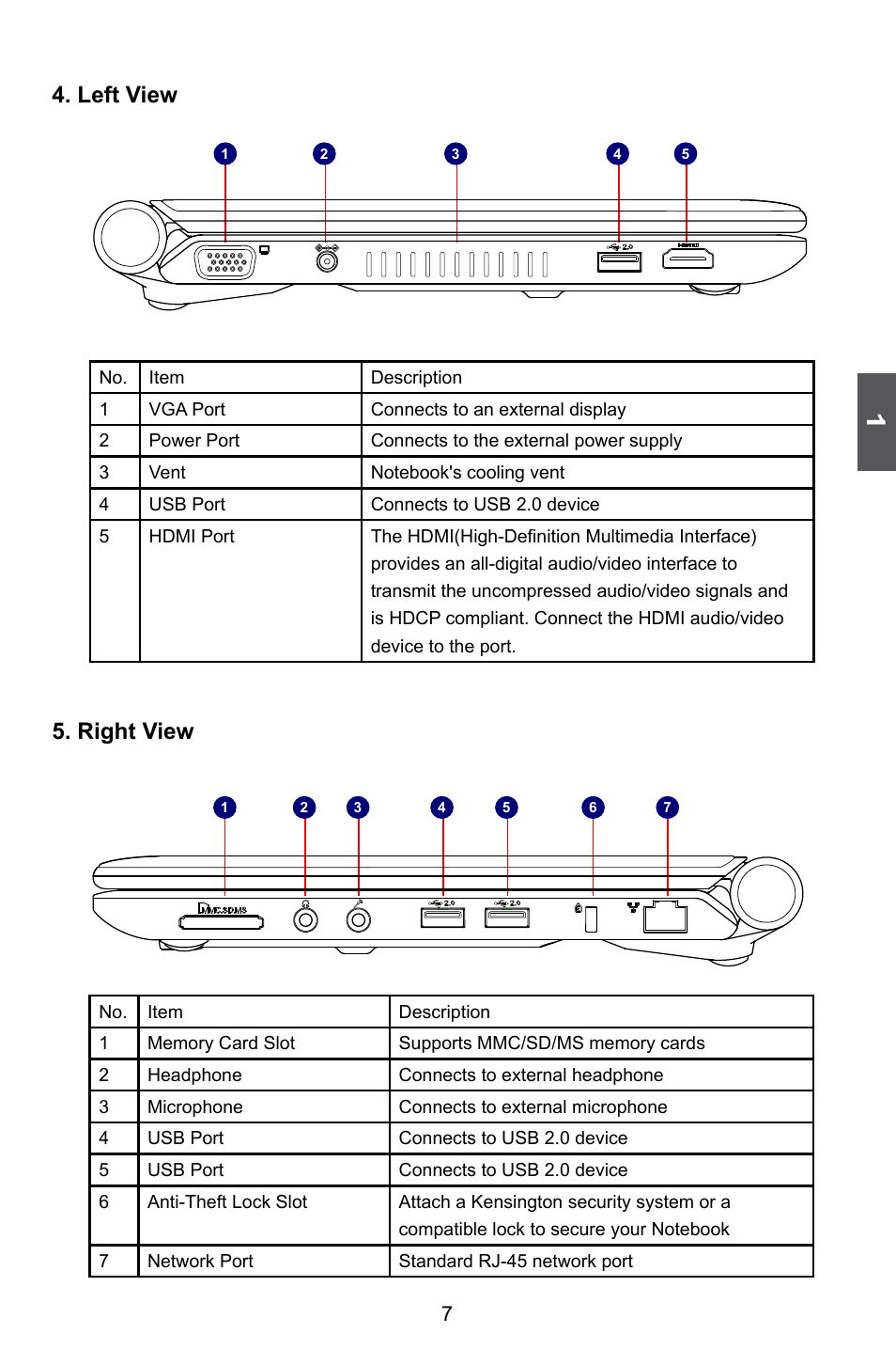Left view, Right view | HANNspree HansBook SN12E2 User Manual | Page 11 / 37
