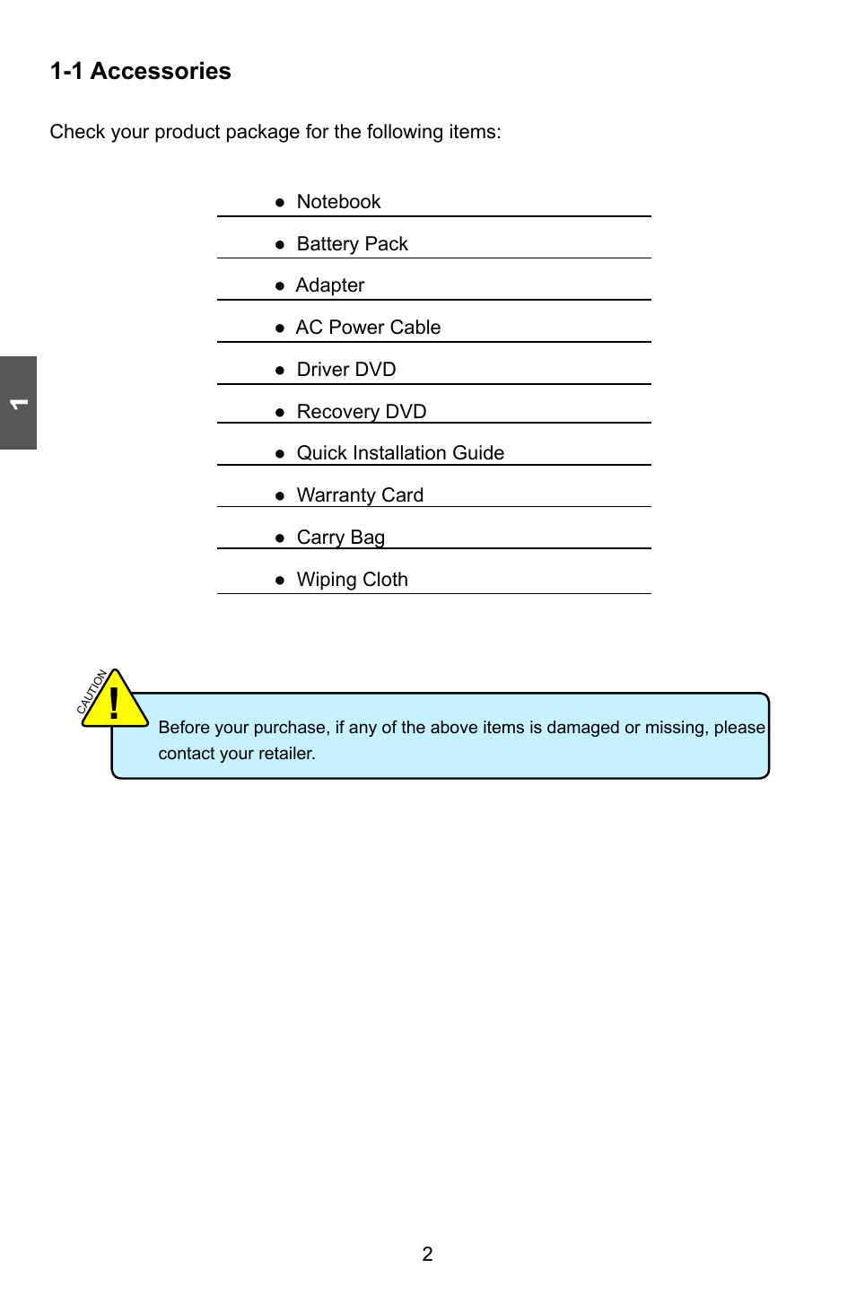 1 accessories | HANNspree HansBook SN12E2 User Manual | Page 6 / 37