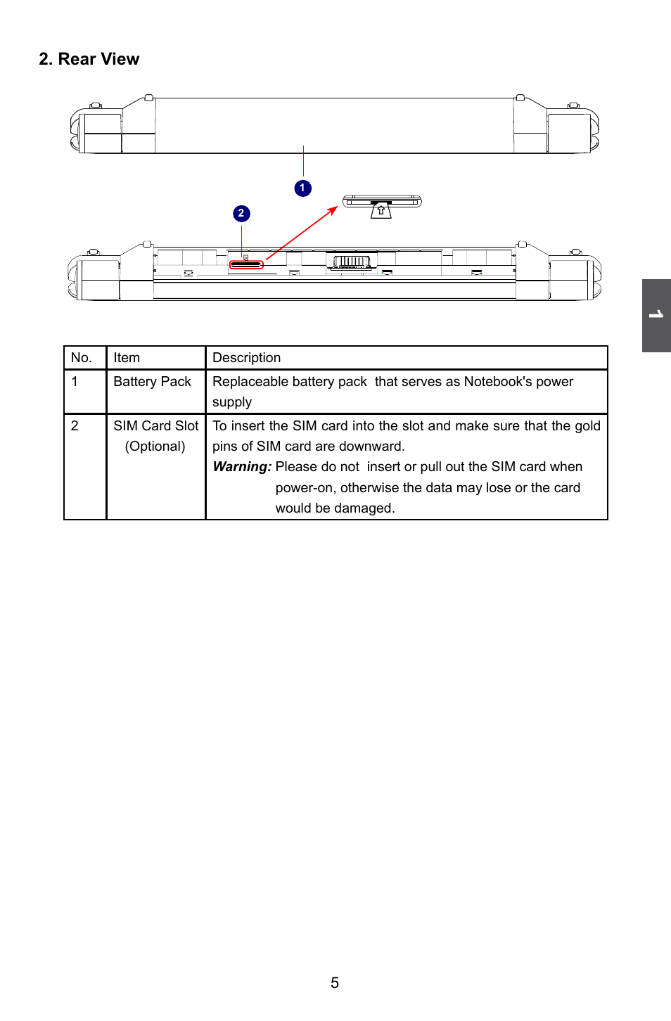 Rear view | HANNspree HansBook SN12E2 User Manual | Page 9 / 37
