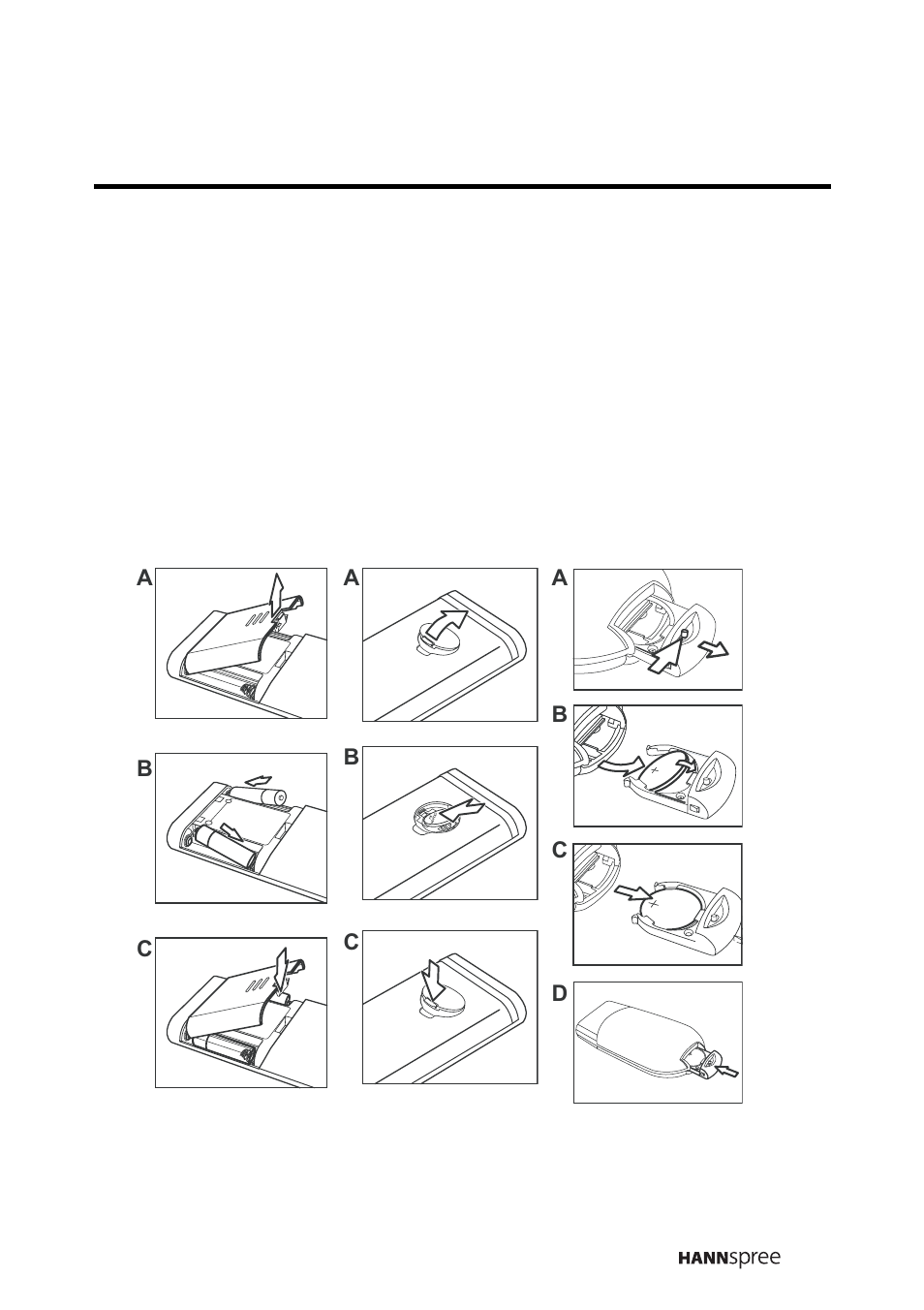 Inserting the remote control battery/batteries | HANNspree LIQUID CRYSTAL DISPLAY TELEVISION MAK-000022 User Manual | Page 22 / 57