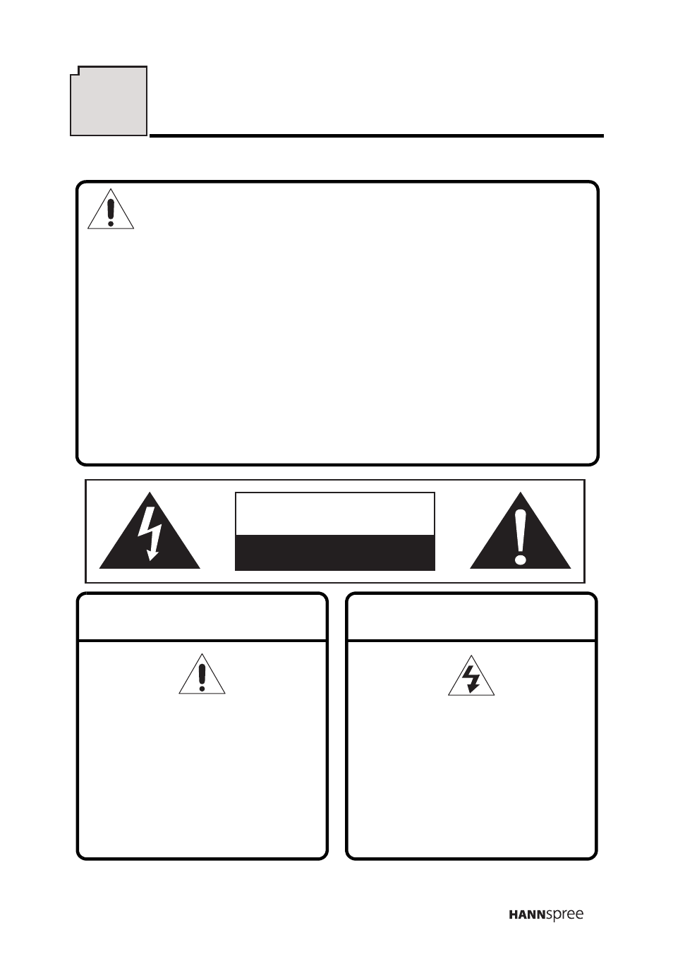 2 description of warning symbols, Before you proceed, Description of warning symbols | Caution, Warning | HANNspree LIQUID CRYSTAL DISPLAY TELEVISION MAK-000022 User Manual | Page 6 / 57