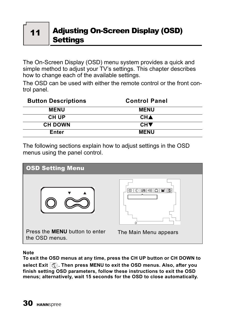 Adjusting on-screen display (osd) settings | HANNspree F637-10A User Manual | Page 31 / 60