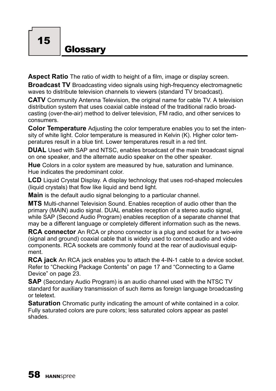 Glossary | HANNspree F637-10A User Manual | Page 59 / 60