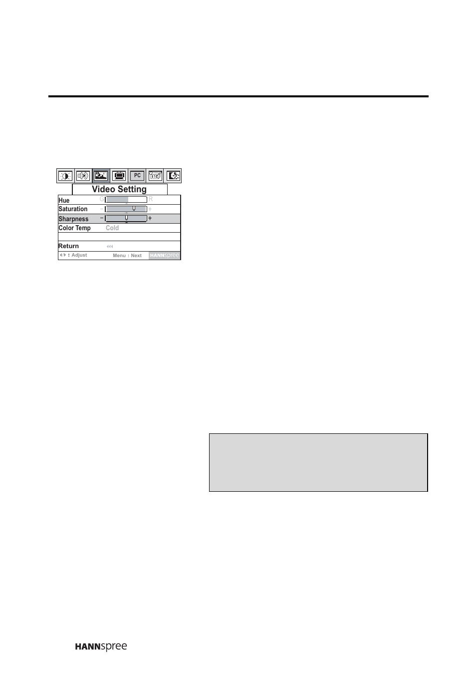 Sharpness | HANNspree LT0B-15A1 User Manual | Page 43 / 72