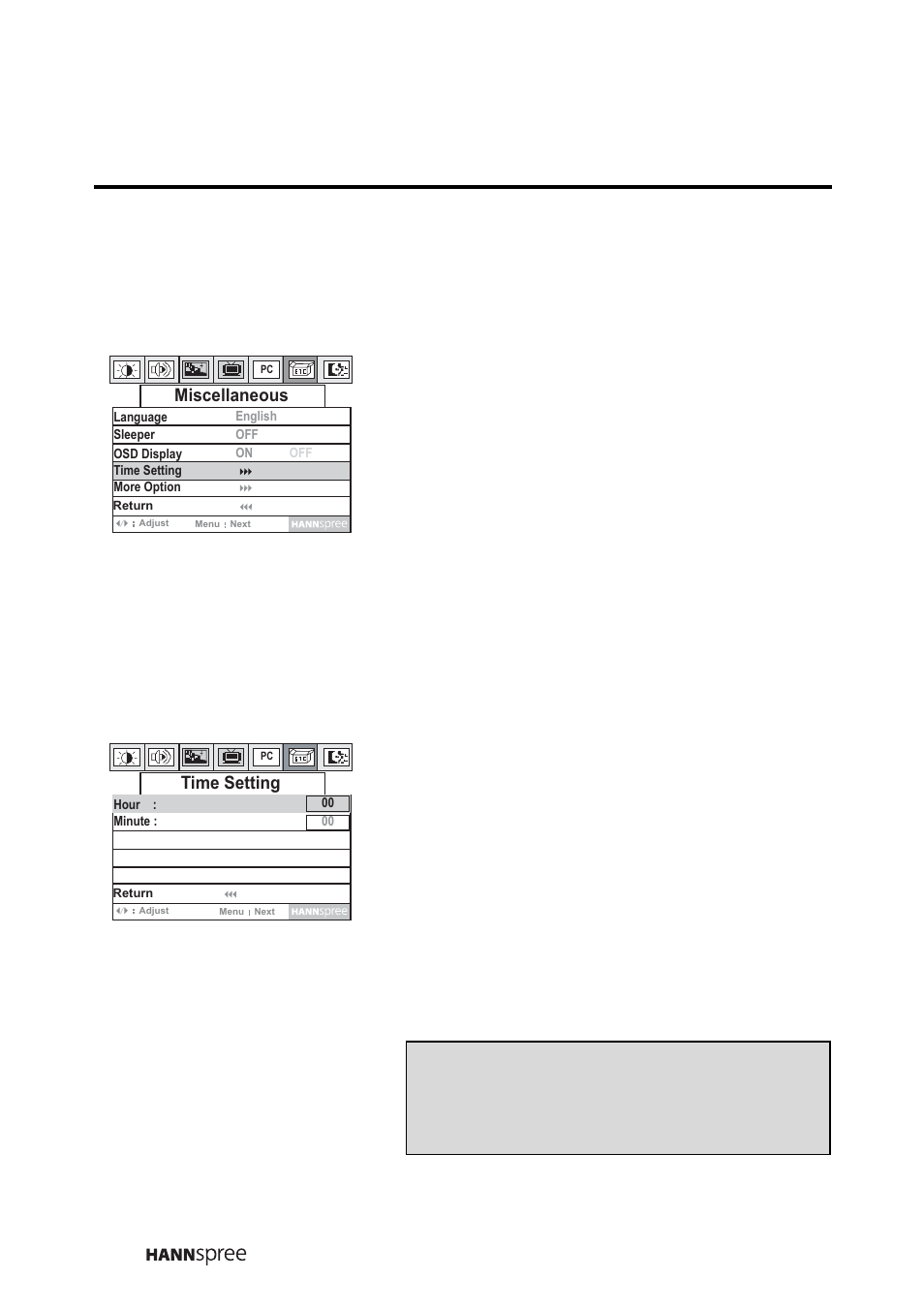 Time setting | HANNspree LT0B-15A1 User Manual | Page 63 / 72