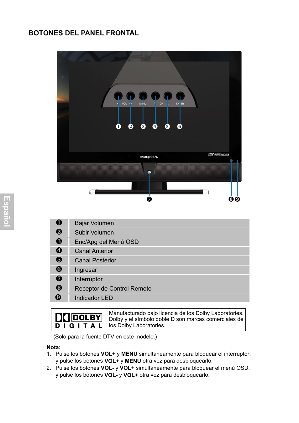 Esp añ o l | HANNspree XV Series 32 User Manual | Page 37 / 91