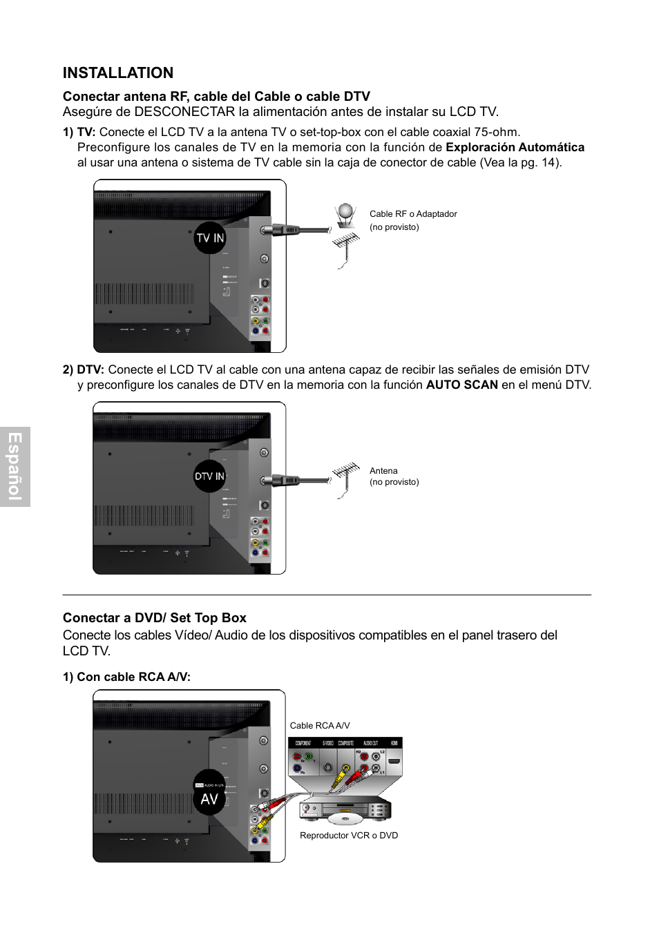Esp añ o l, Installation | HANNspree XV Series 32 User Manual | Page 41 / 91
