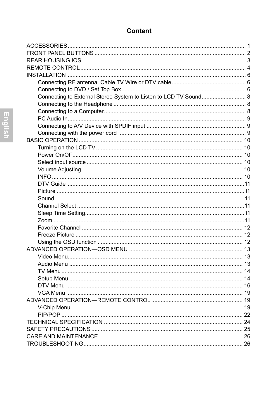 En g lis h | HANNspree XV Series 32 User Manual | Page 5 / 91