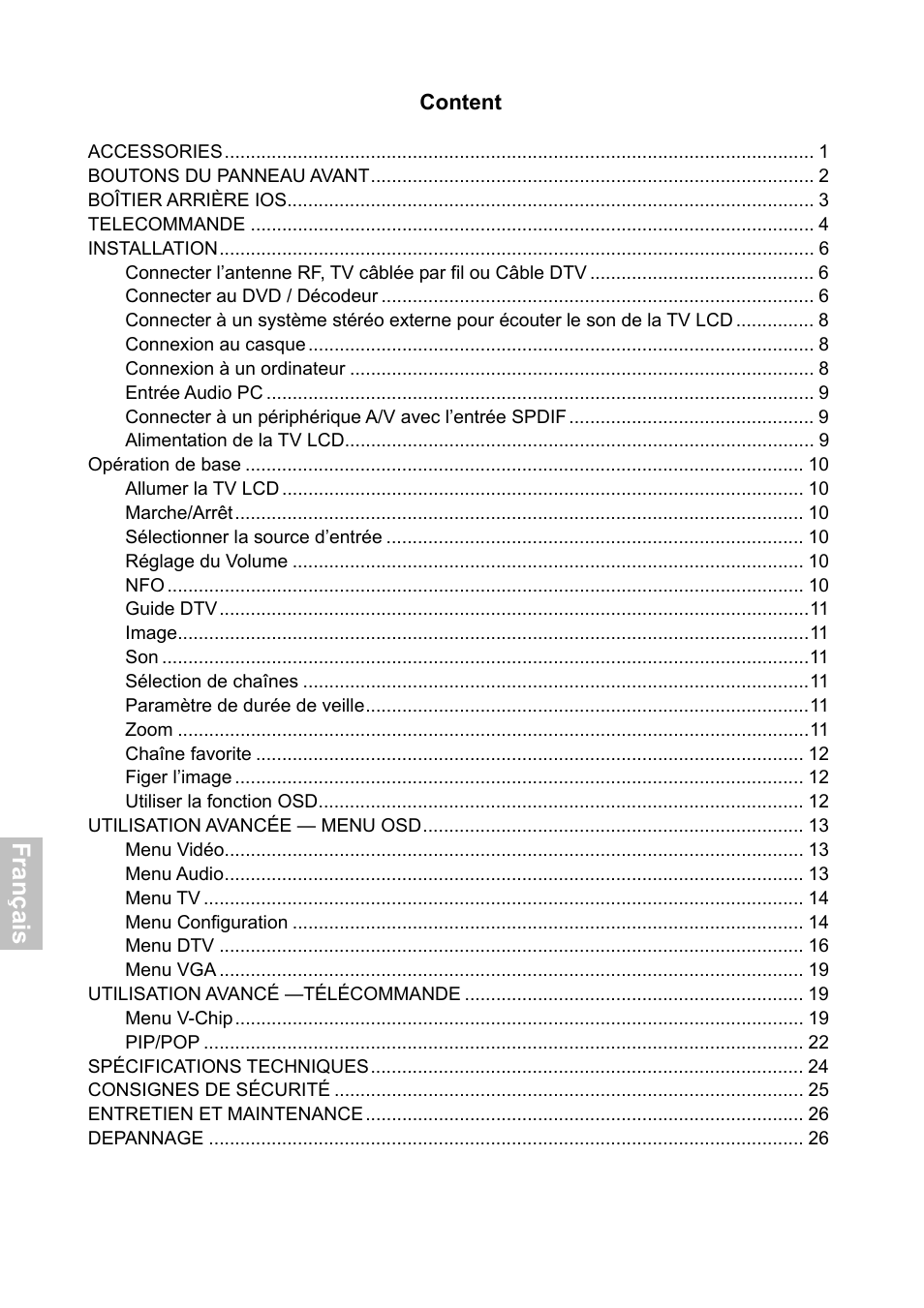 Fra n ça is | HANNspree XV Series 32 User Manual | Page 65 / 91