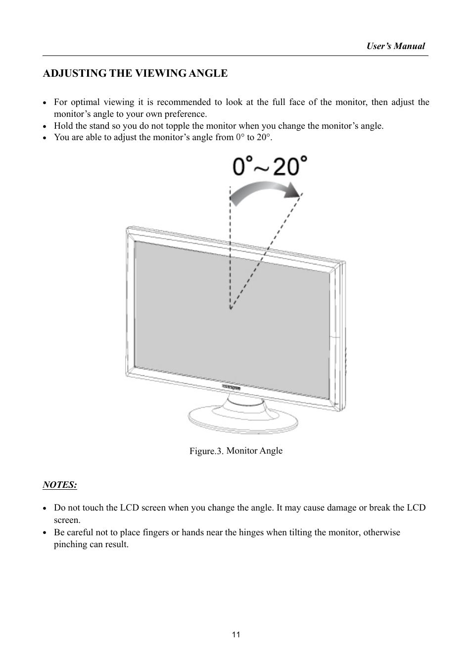 Adjusting the viewing angle | HANNspree HF257 User Manual | Page 11 / 23