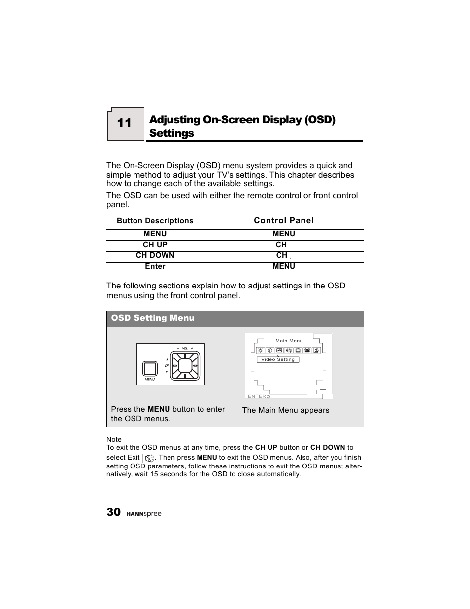 Adjusting on-screen display (osd) settings | HANNspree K215-10A1 User Manual | Page 31 / 60