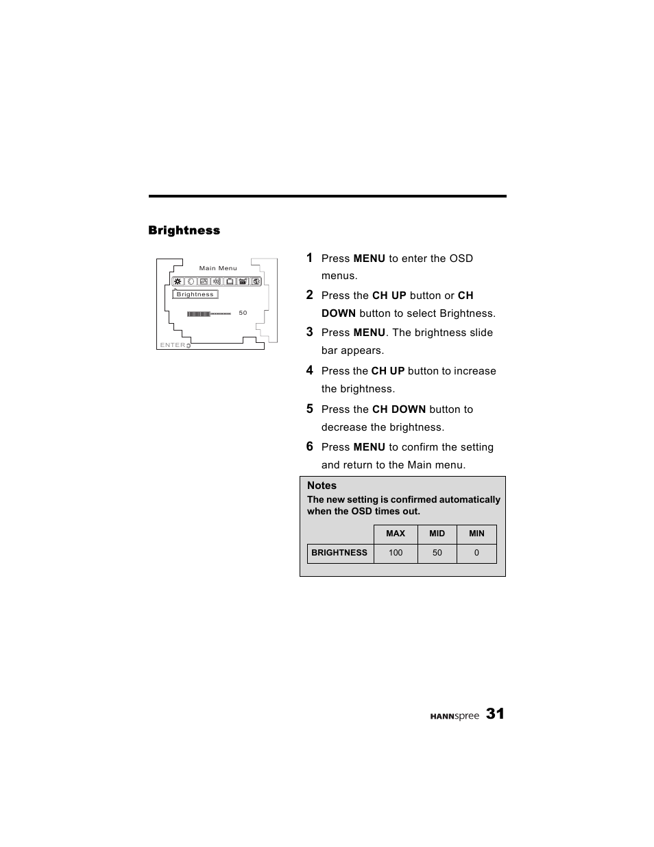Brightness | HANNspree K215-10A1 User Manual | Page 32 / 60