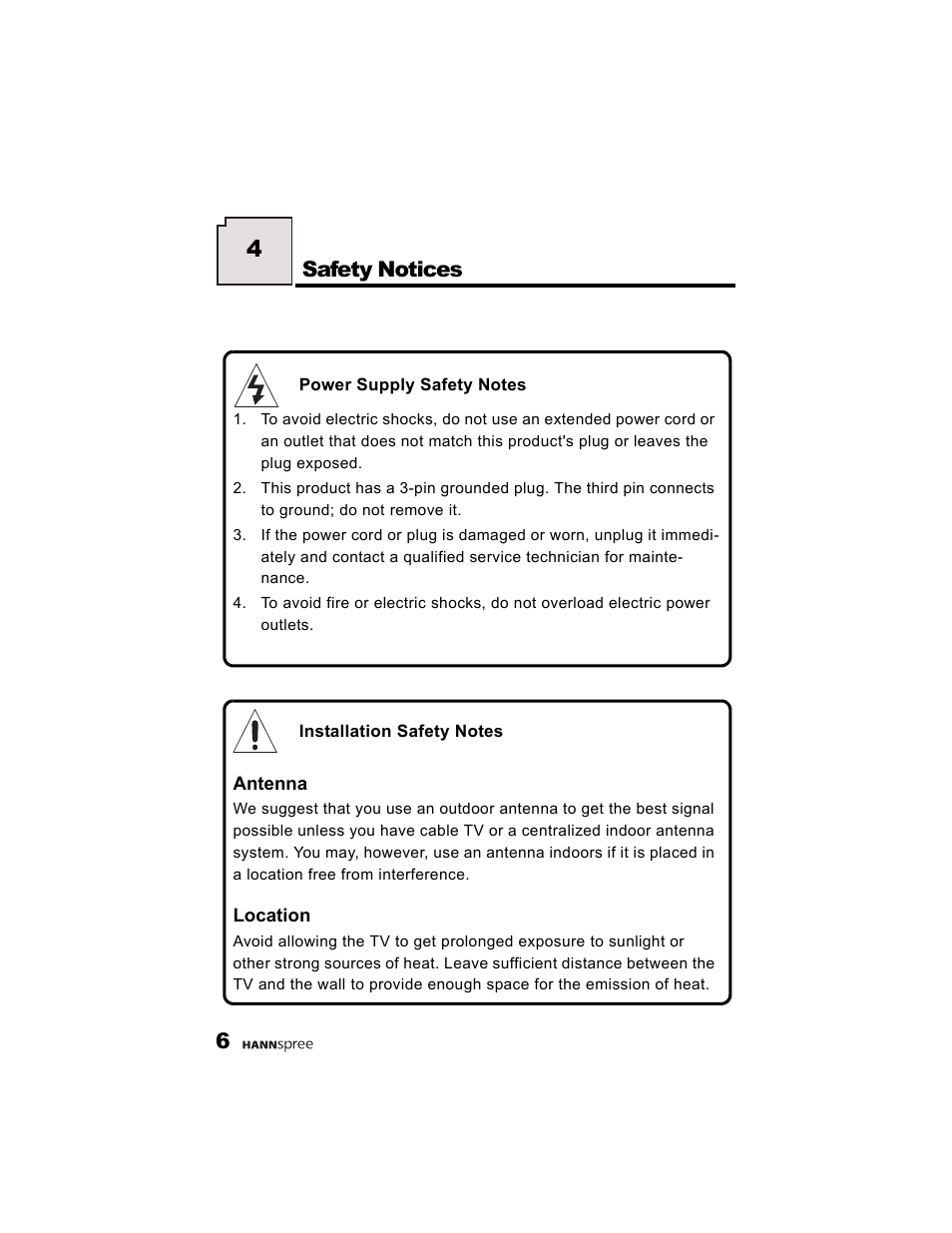 Safety notices | HANNspree K215-10A1 User Manual | Page 7 / 60