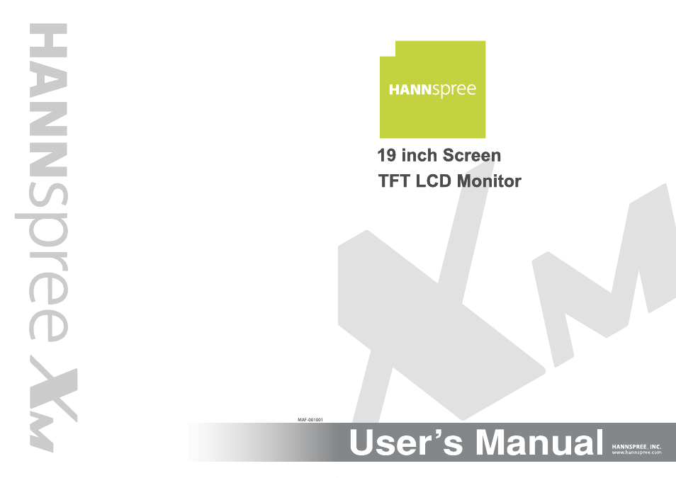 HANNspree 19 Inch Screen TFT LCD Monitor User Manual | 24 pages