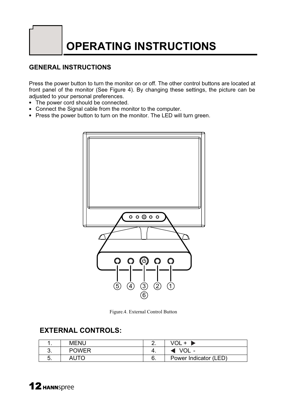 Operating instructions | HANNspree 19 Inch Screen TFT LCD Monitor User Manual | Page 13 / 24