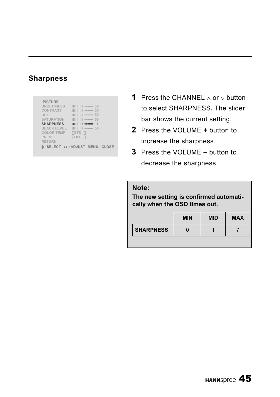 Sharpness | HANNspree LT11-23A1 User Manual | Page 46 / 81
