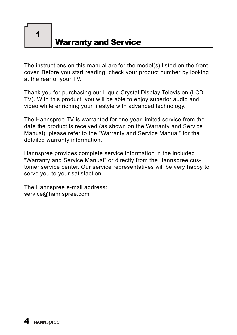 Warranty and service | HANNspree LT11-23A1 User Manual | Page 5 / 81