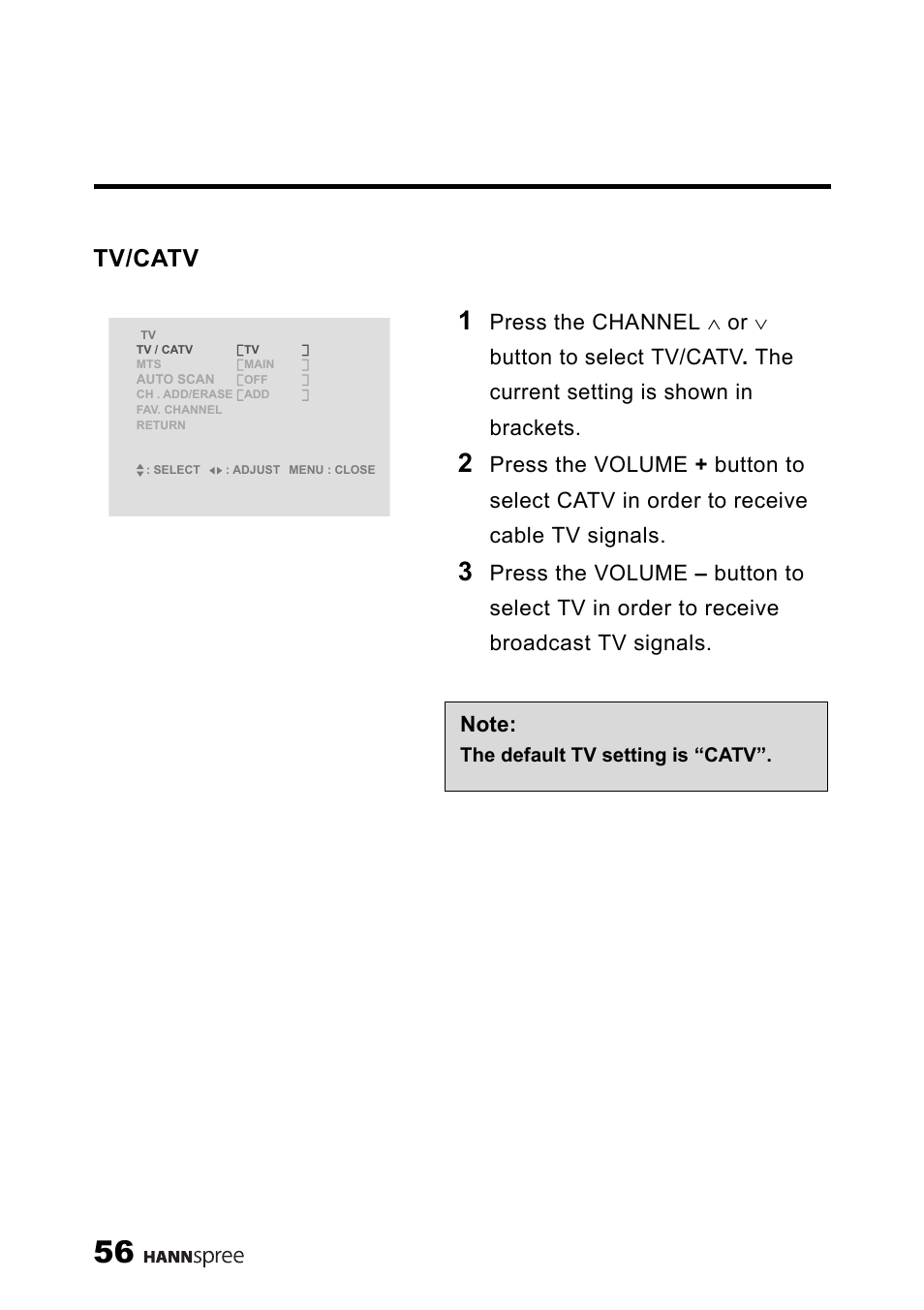 Tv/catv | HANNspree LT11-23A1 User Manual | Page 57 / 81