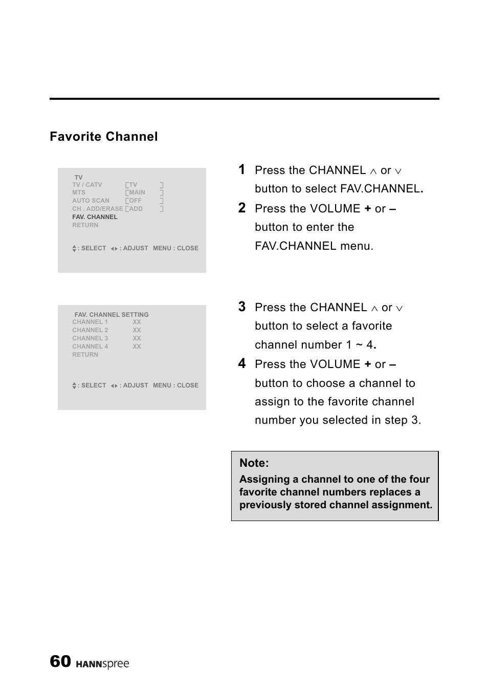 Favorite channel | HANNspree LT11-23A1 User Manual | Page 61 / 81