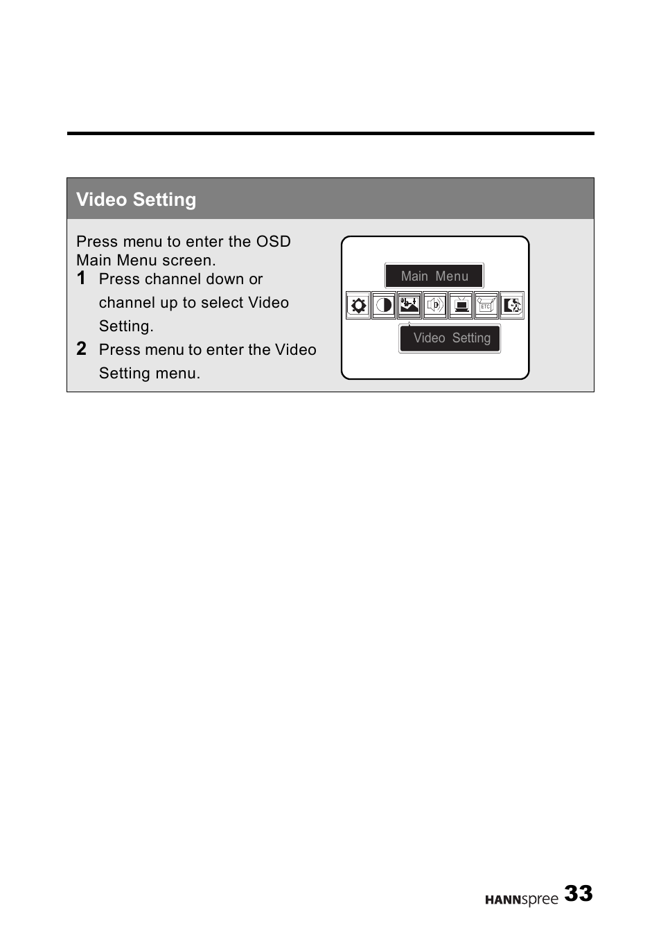 Video setting | HANNspree MAK-000001 User Manual | Page 34 / 63