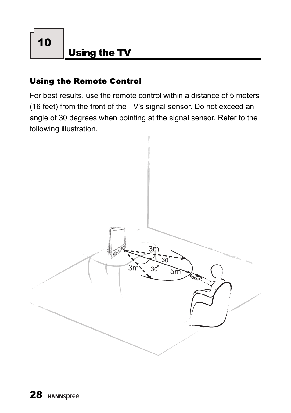 Using the remote control, Using the tv | HANNspree ST03-15A1 User Manual | Page 30 / 59