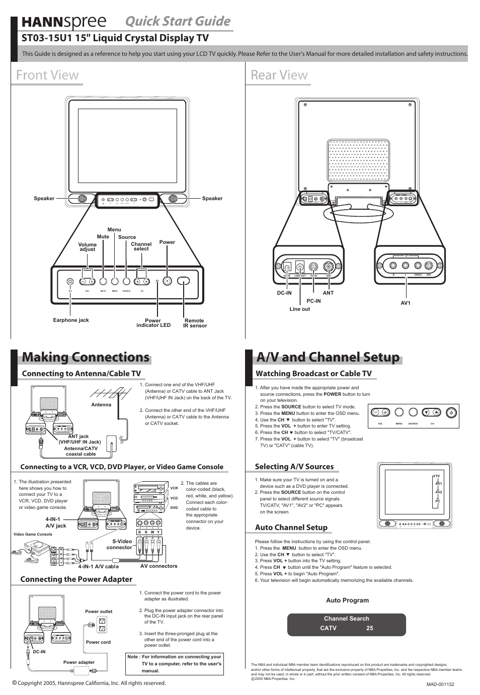 HANNspree QUICK START GUIDE ST03-15U1 User Manual | 1 page