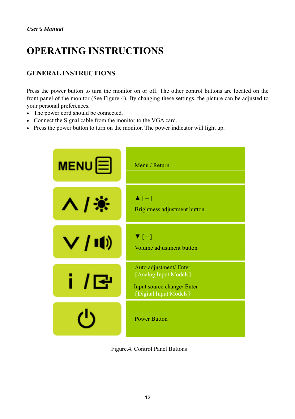 Operating instructions, General instructions | HANNspree HF255 User Manual | Page 12 / 23