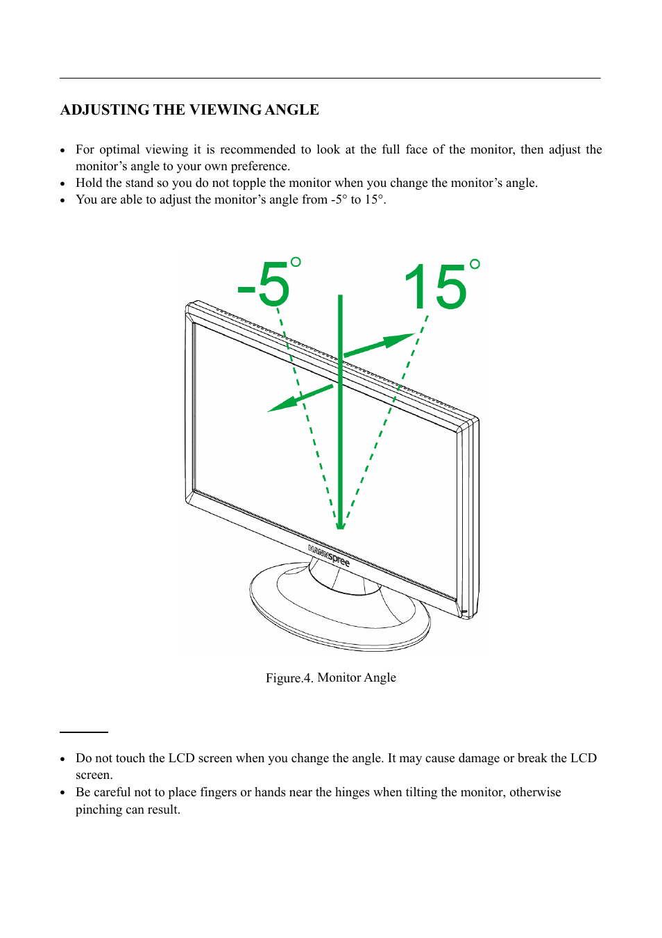 Adjusting the viewing angle | HANNspree HF237 User Manual | Page 11 / 23