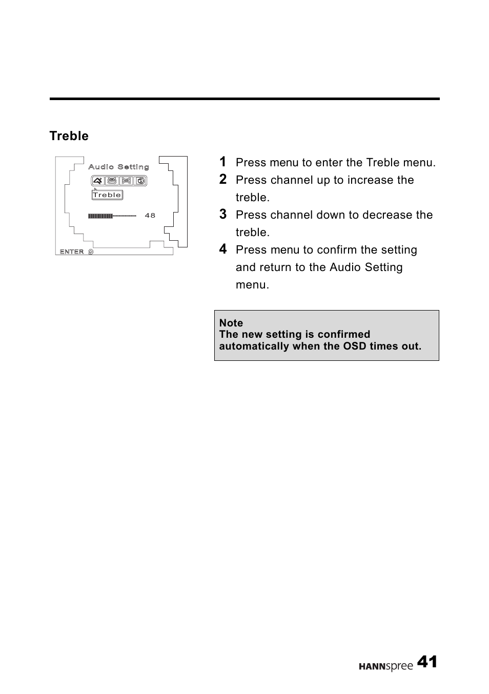 Treble | HANNspree 9.6" Liquid Crystal Display User Manual | Page 42 / 63