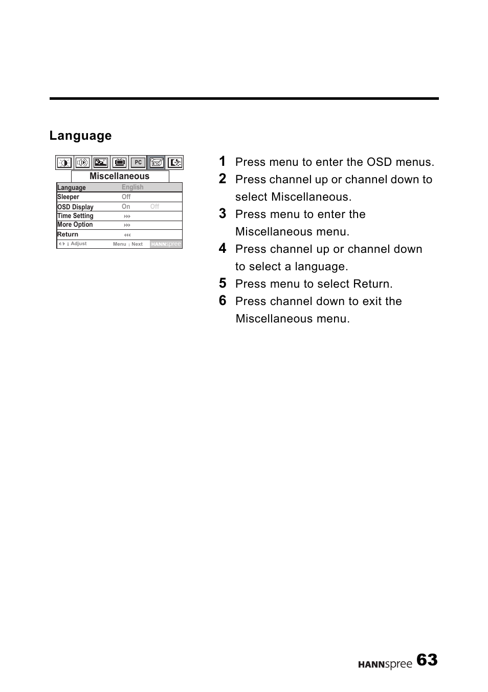 Language | HANNspree LT0G-15U1-000 User Manual | Page 64 / 85